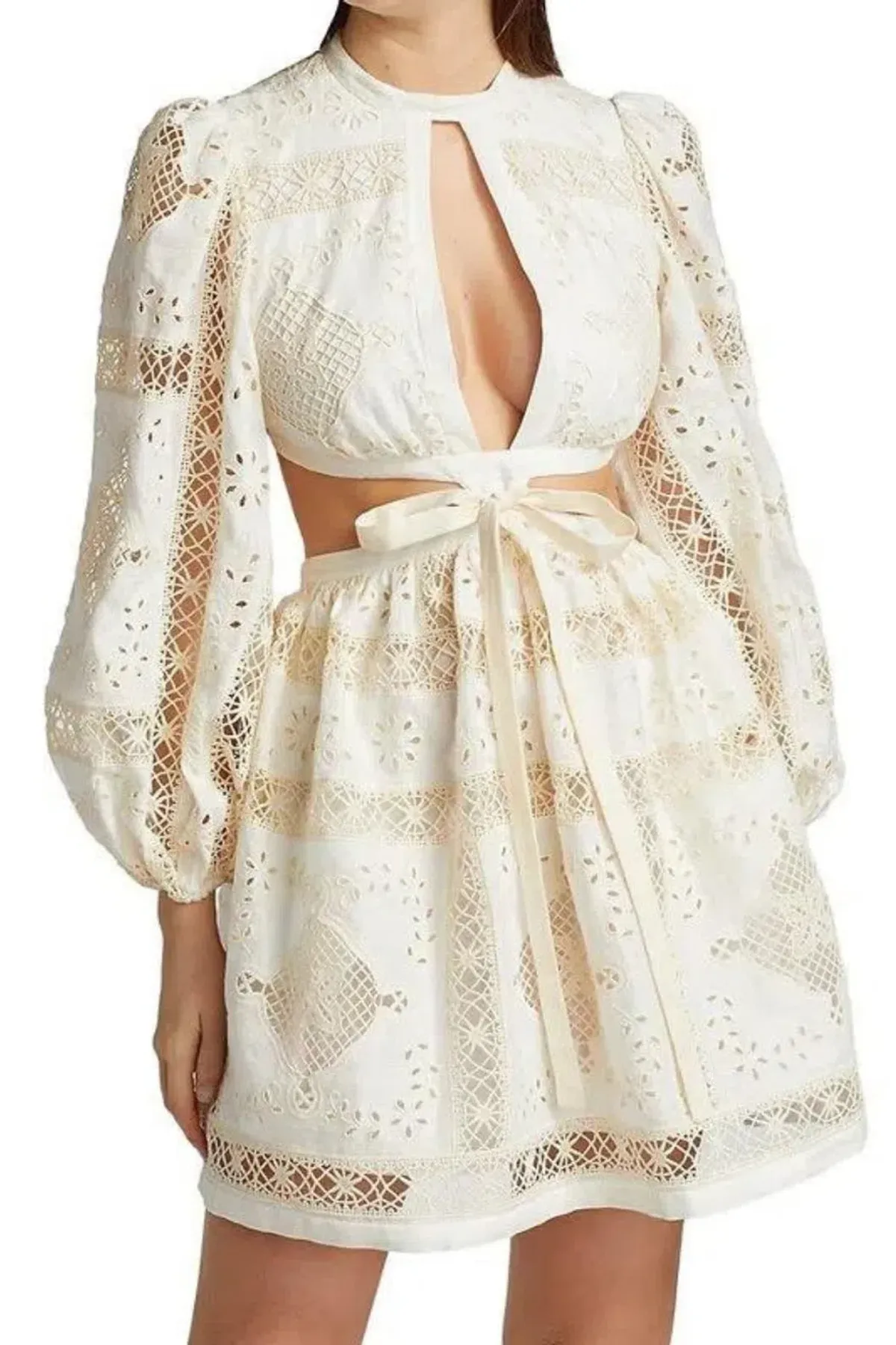 Zimmermann Aliane Embroidered Short Dress Ivory Size 0 / 8 AU - Image 2