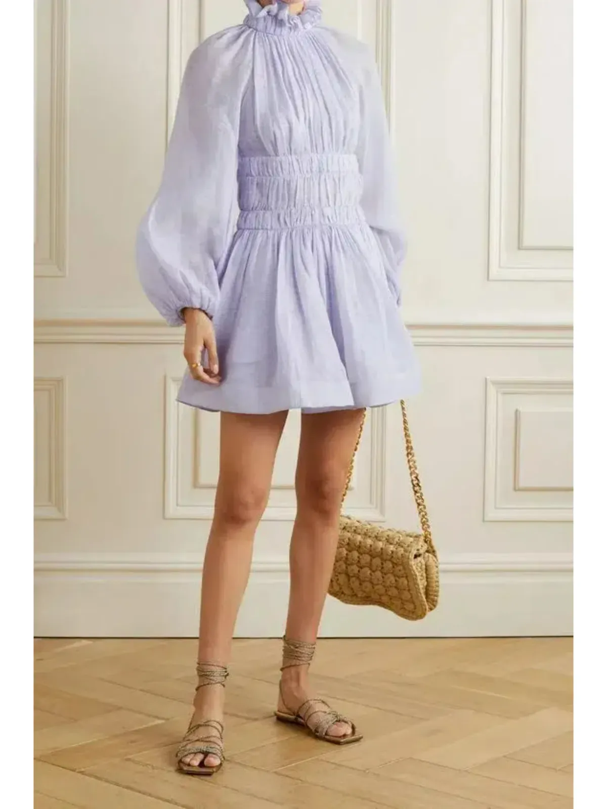 Zimmermann Luminous Long Sleeve Mini Dress Lavender Size 0 / AU 8  - Image 1