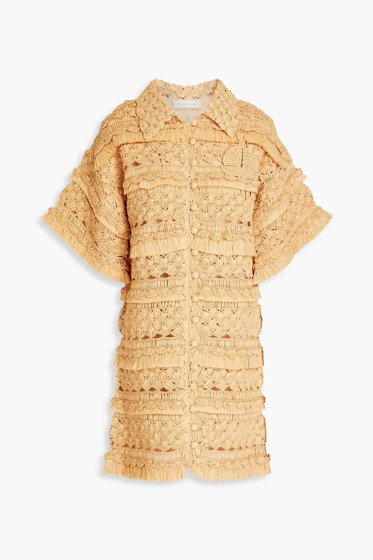 Zimmermann Postcard Crochet Mini Dress Straw Size 2 / AU 12  - Image 3