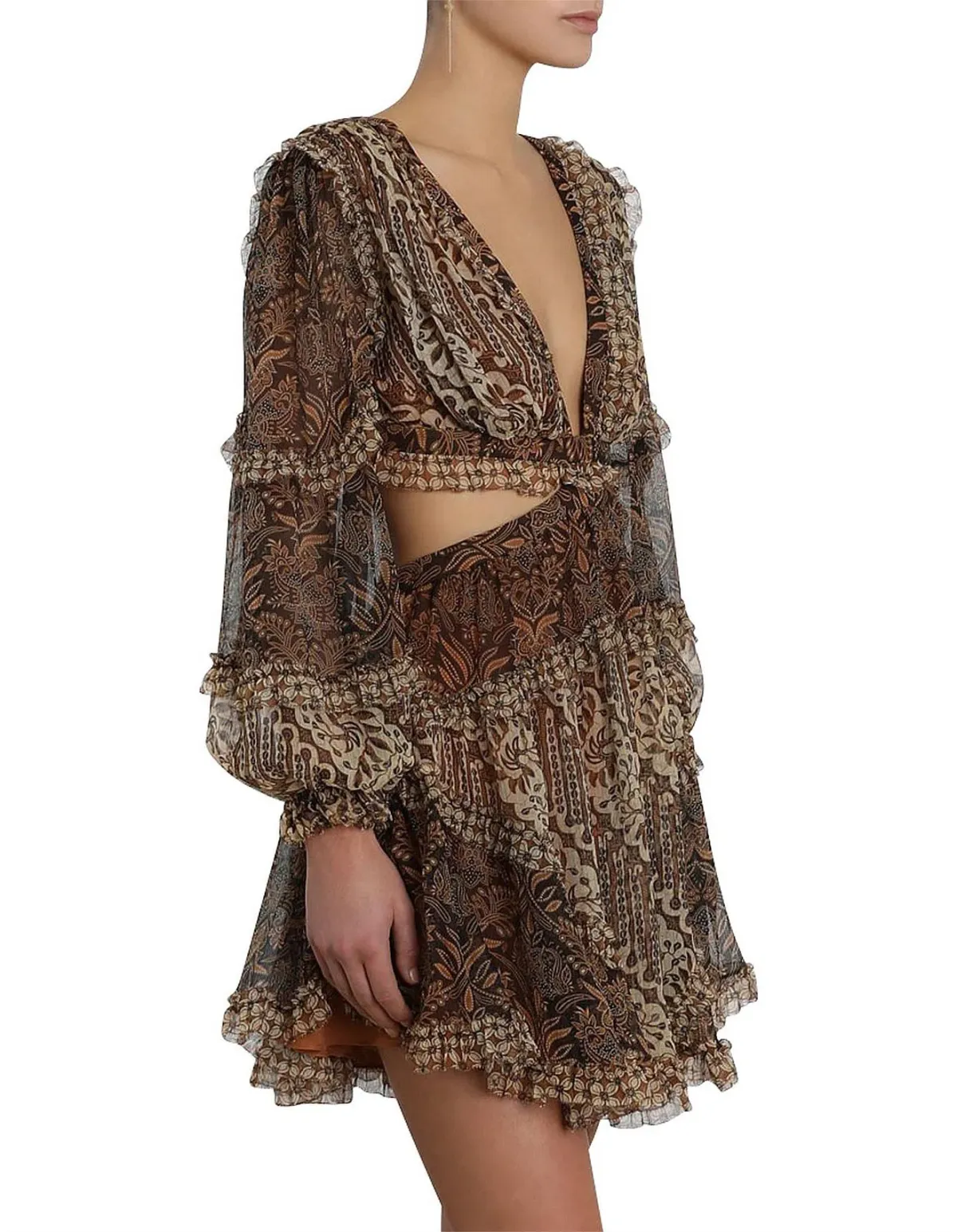 Zimmermann Tali Batik Cut Out Dress Spliced Size 2 / AU 12 - Image 3