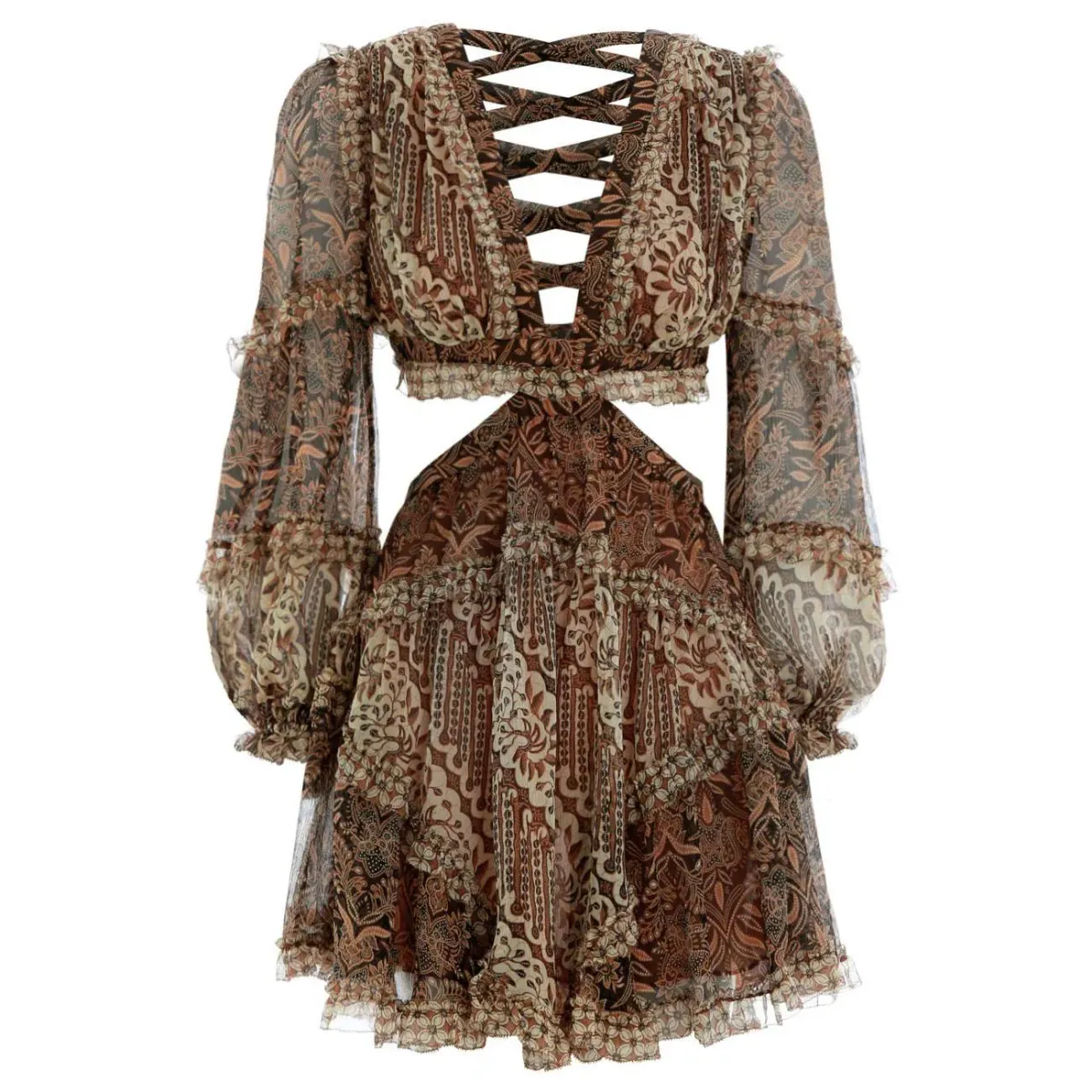 Zimmermann Tali Batik Cut Out Dress Spliced Size 2 / AU 12 - Image 5