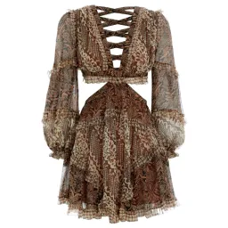Zimmermann Tali Batik Cut Out Dress Spliced Size 2 / AU 12 for rent on The Volte - image 5