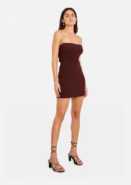Tuchuzy Ribbed Tube Mini Dress Brown Size XS / AU 6 for rent on The Volte - image 2