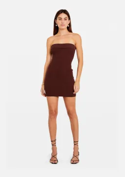 Tuchuzy Ribbed Tube Mini Dress Brown Size XS / AU 6 for rent on The Volte - image 1