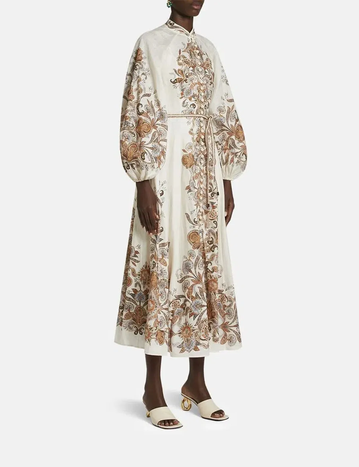 Zimmermann The Devi Billow Long Dress in Ivory Paisley Size OP/Au 6 - Image 1