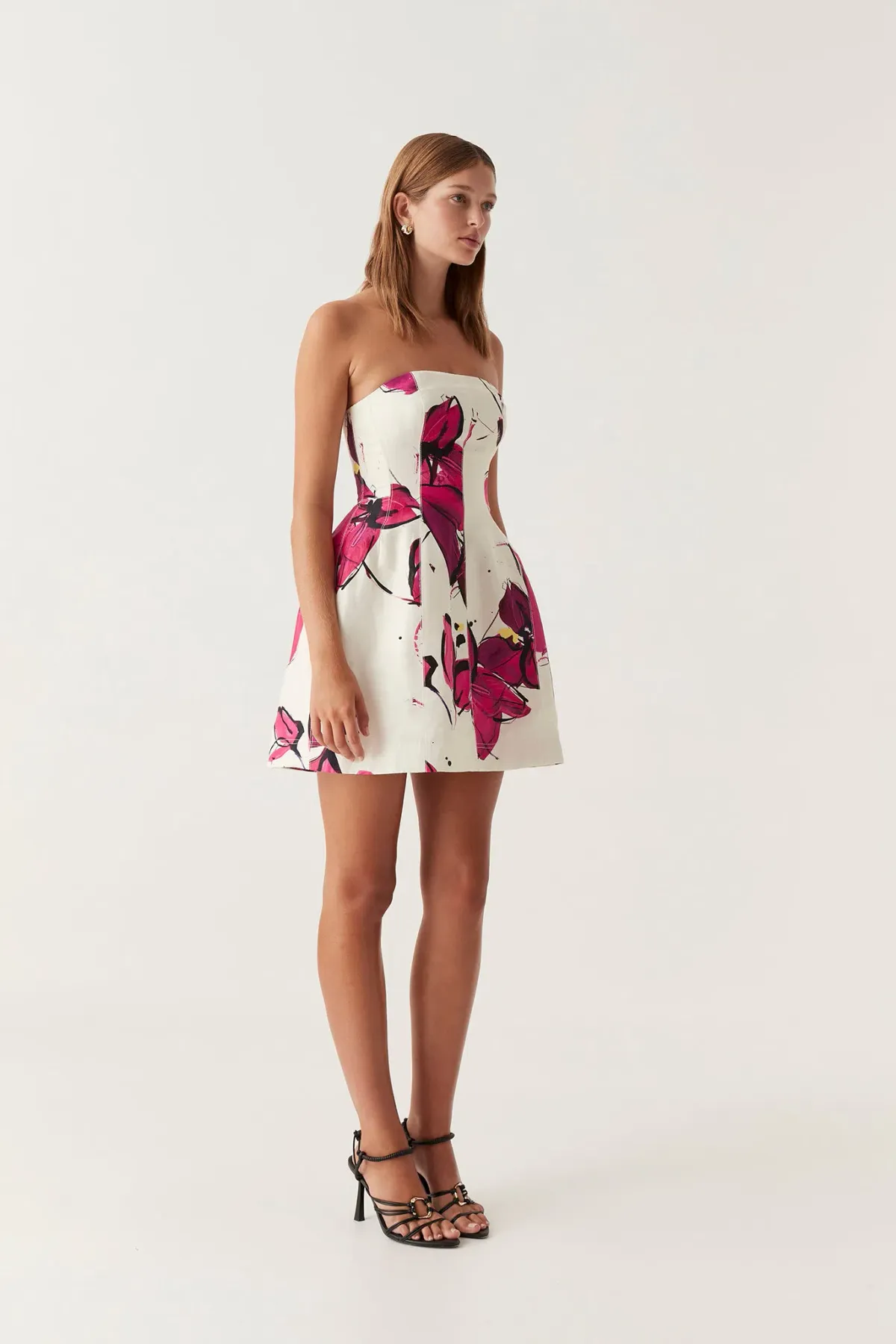 Aje Baret Strapless Mini Dress in Falling Florals Size AU 6 - Image 3