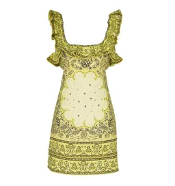 Zimmermann Matchmaker Frilled Mini Dress Yellow Bandana Size 0P / AU 6 for rent on The Volte - image 7