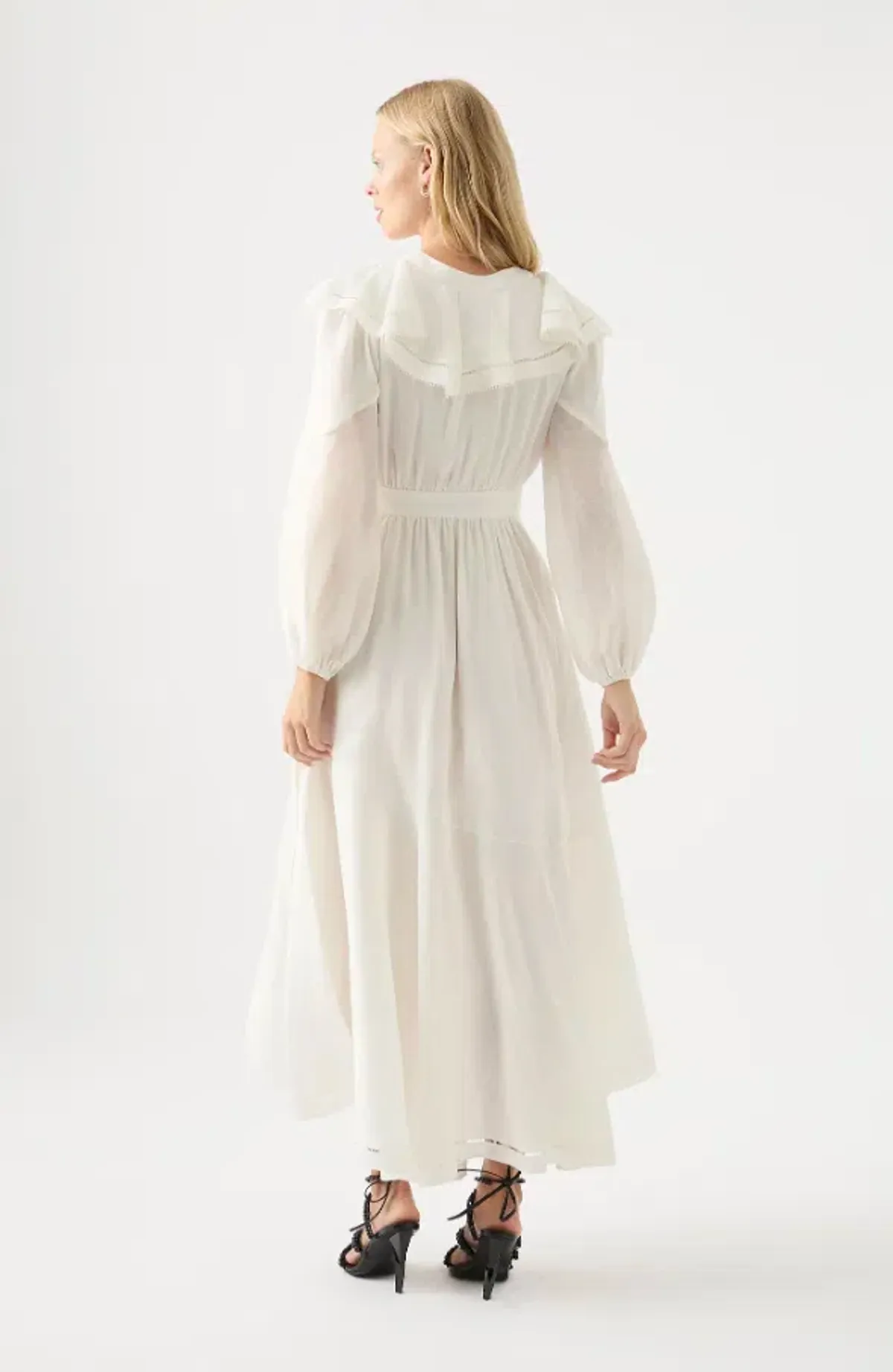 Aje Zoe Ruffle Wrap Midi Dress in Ivory Size 8 - Image 3