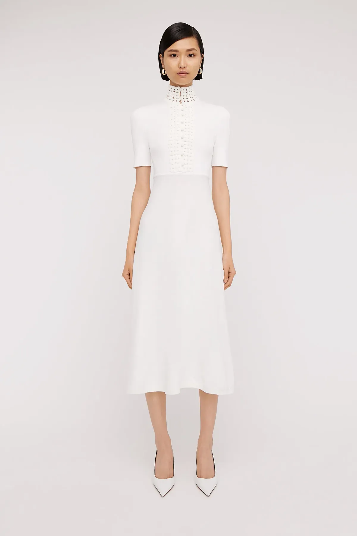 Scanlan Theodore Crepe Knit Daisy Soft Dress in Ivory/Cream Size S / AU 8 - Image 1