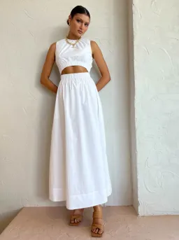 Sir The Label Dion Gathered Dress Ivory Blanc Size 1 / 8 AU  for rent on The Volte - image 1