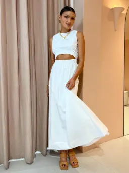 Sir The Label Dion Gathered Dress Ivory Blanc Size 1 / 8 AU  for rent on The Volte - image 2