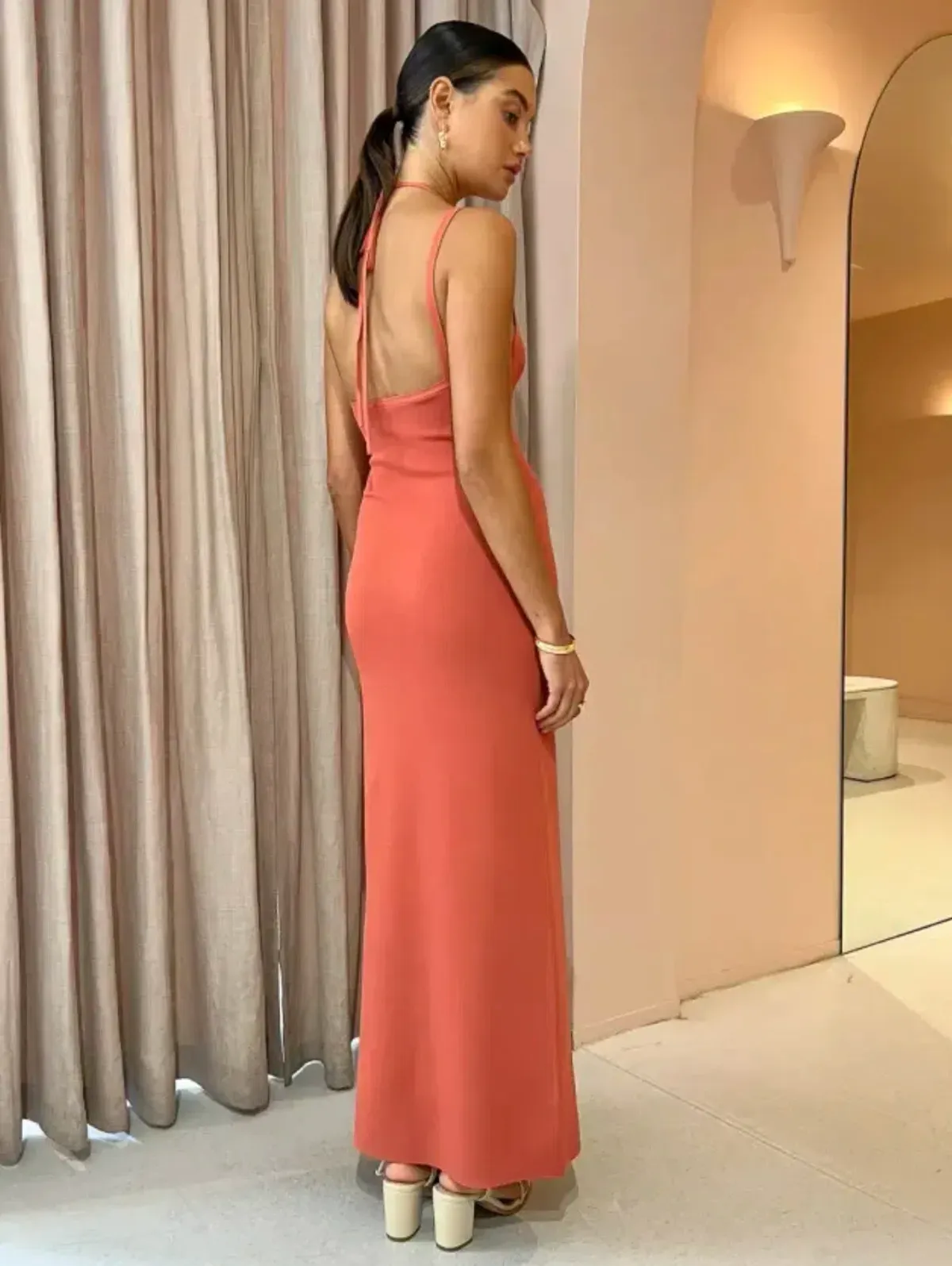 Sir The Label Nadja Midi Dress Coral Size 4 / AU 14  - Image 2