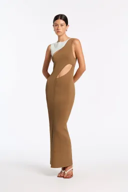 Sir The Label Nadja Cut Out Midi Dress Cinnamon Size 2 / 10 AU for rent on The Volte - image 1