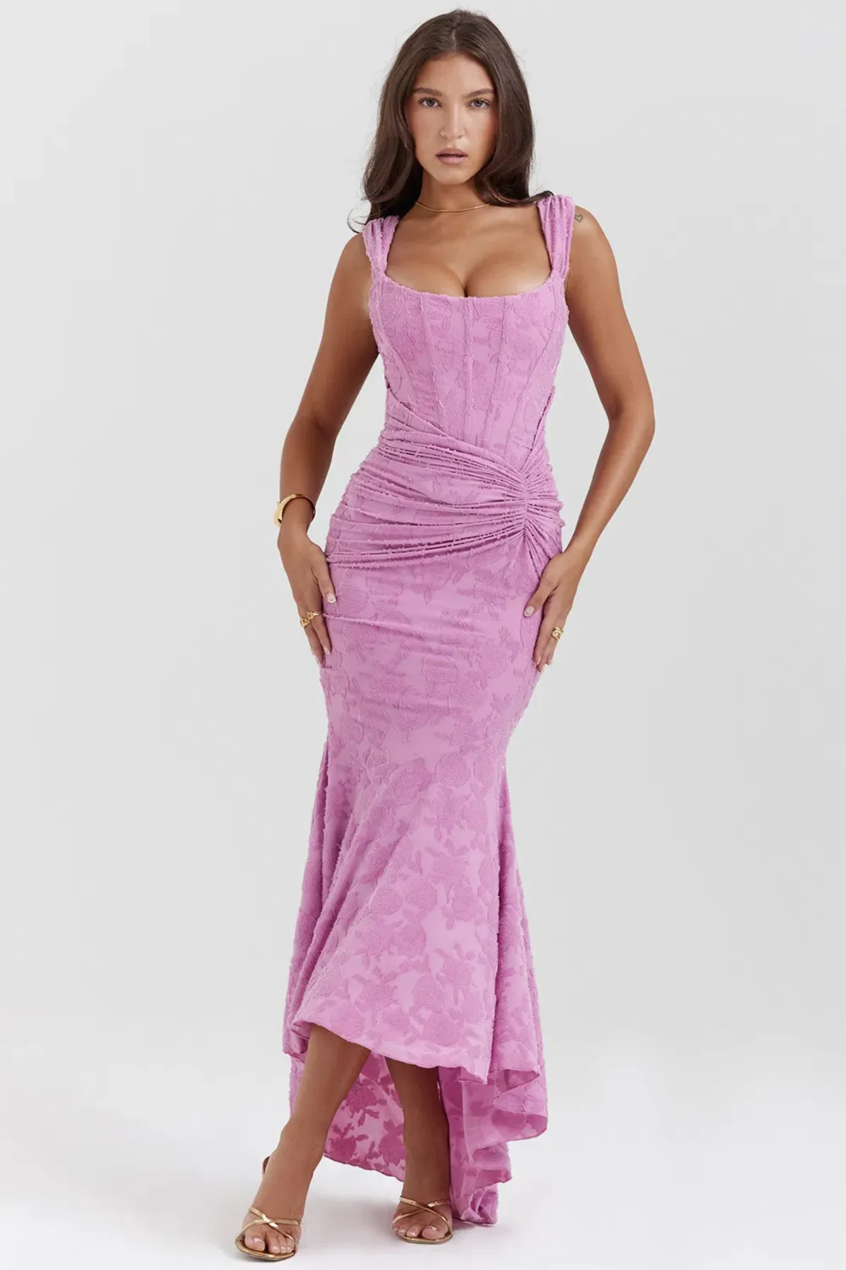 House Of CB Cesca Floral Maxi Dress Rose Pink Size S / AU 8 - Image 7