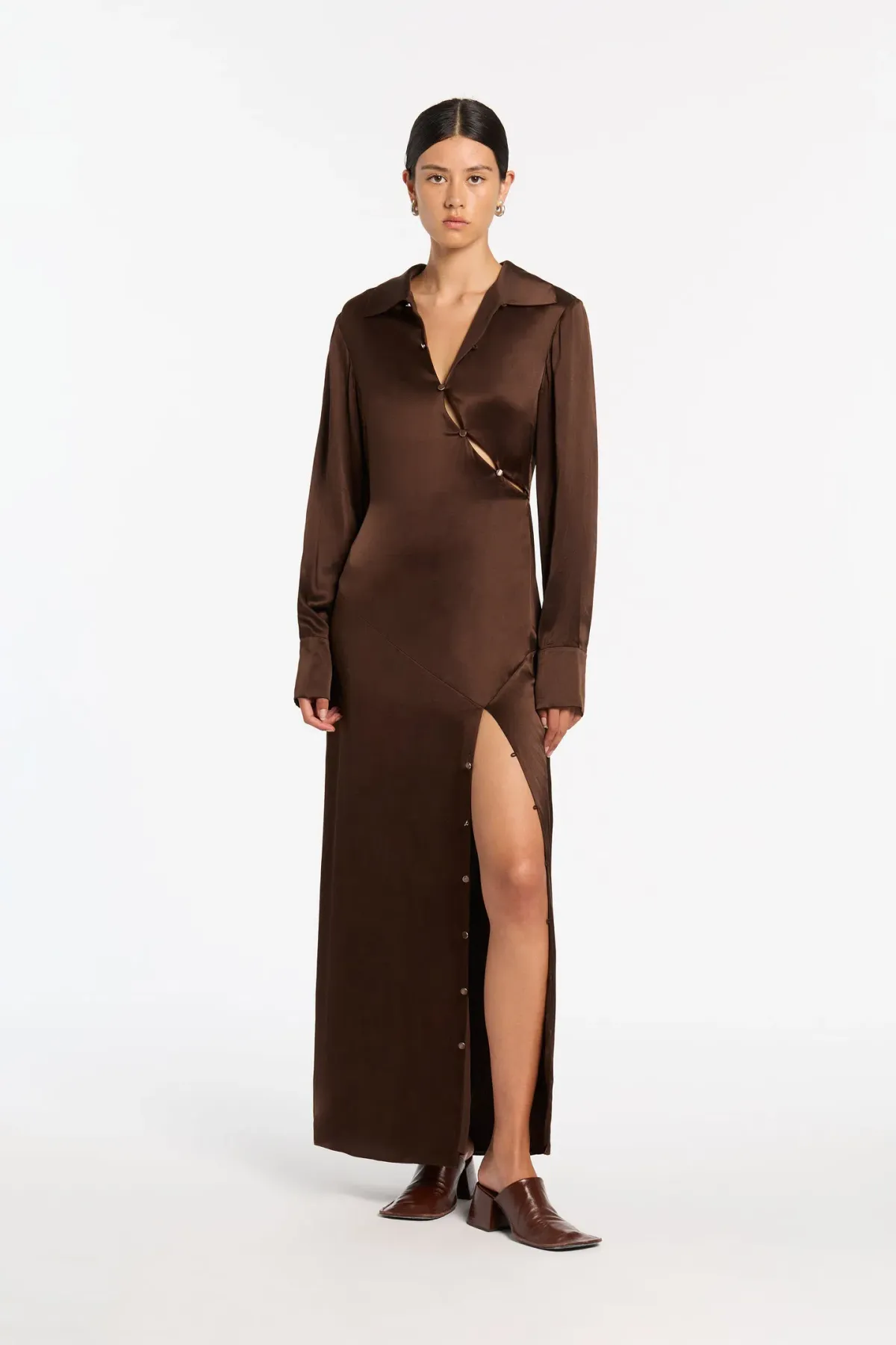 Sir The Label Selita Shirt Dress Chocolate Brown Size 1 / 8 AU - Image 1