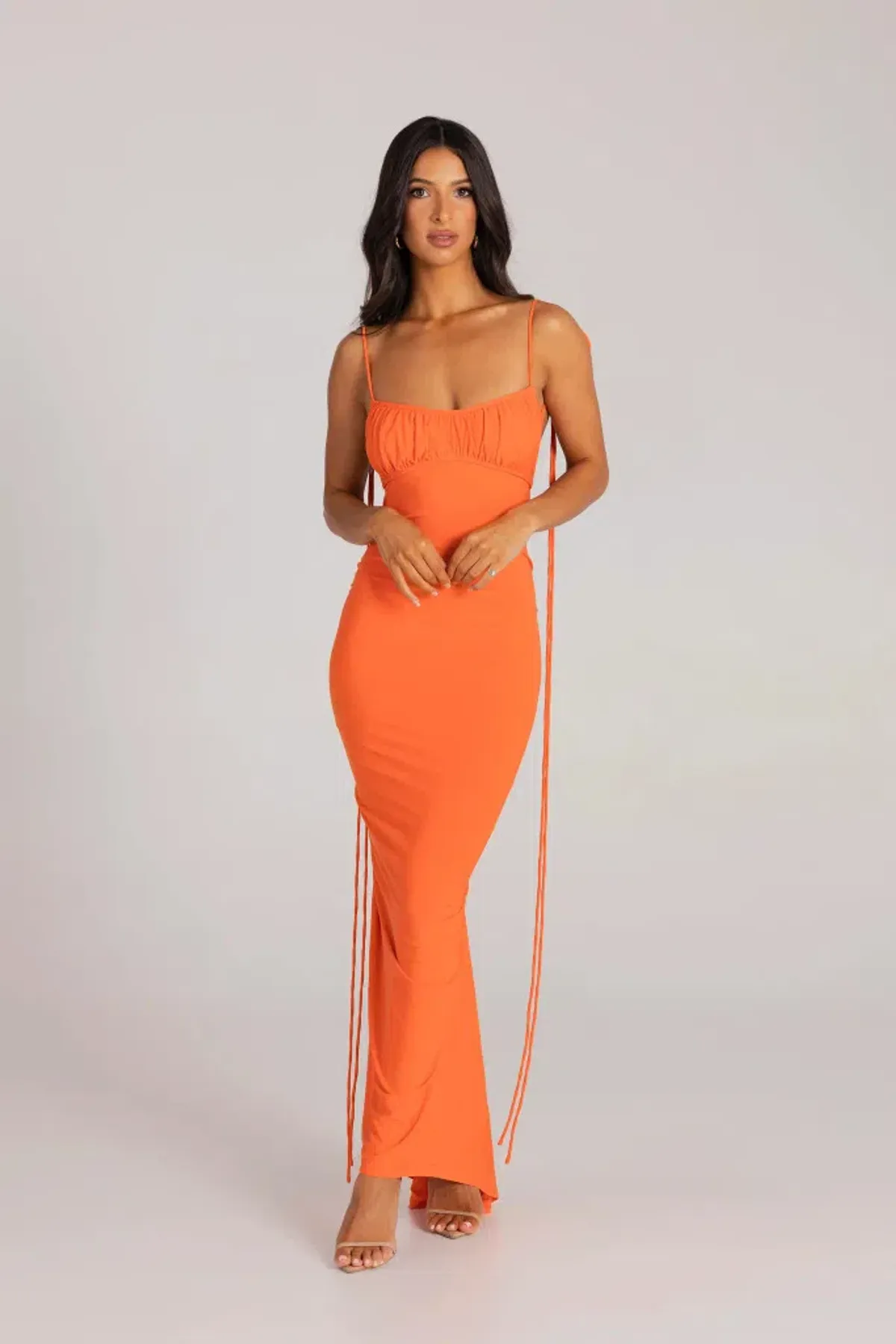 MELANI THE LABEL ZAHARA DRESS ORANGE SIZE AU 8 - Image 1