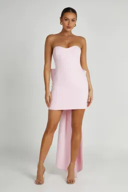 Meshki Meredith Strapless Bow Mini Dress in Blush Pink Size XS / AU 6 for rent on The Volte - image 1