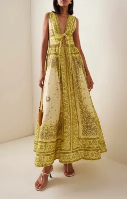 Zimmermann Matchmaker Bow Long Dress Yellow Bandana Size 0 / AU 8 for rent on The Volte - image 3