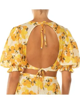 Peony Vacation Crop Top and Wrap Skirt Set Citrus Size AU 6 for rent on The Volte - image 3