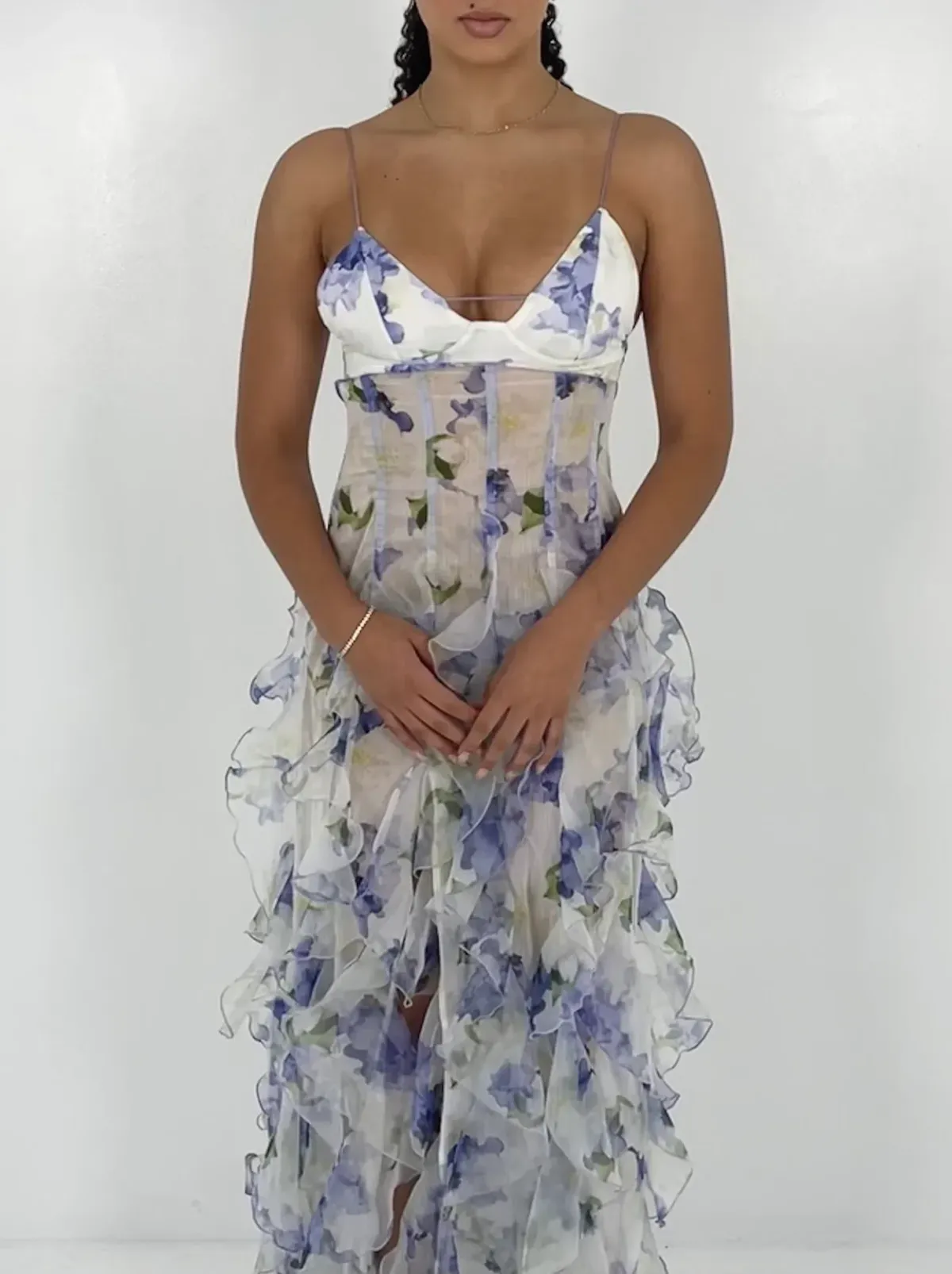 Menti Iris Flower Maxi Dress Blue Roses Size XS / AU 6 - Image 2