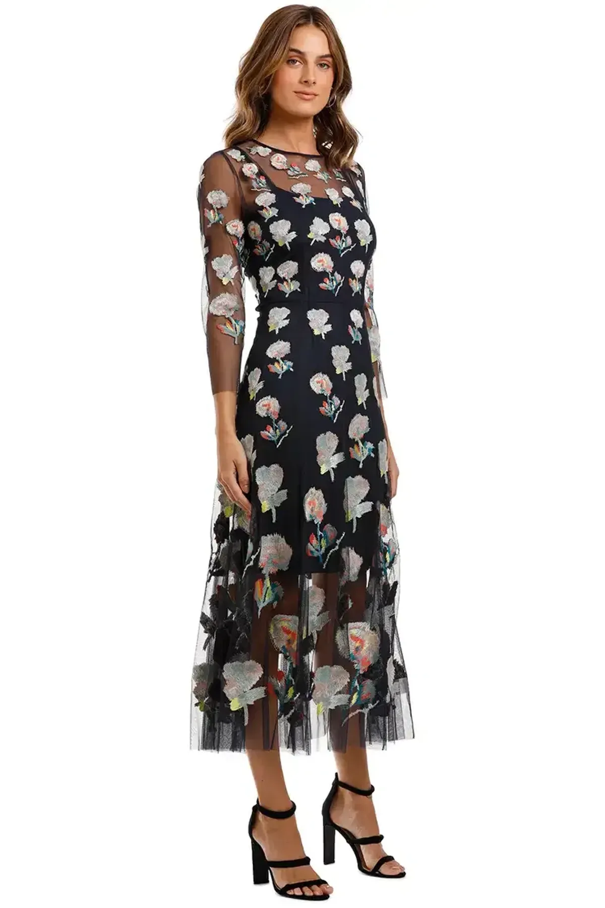 Moss and Spy Monet Dress in Ink Multi Florals Size 14 - Image 1