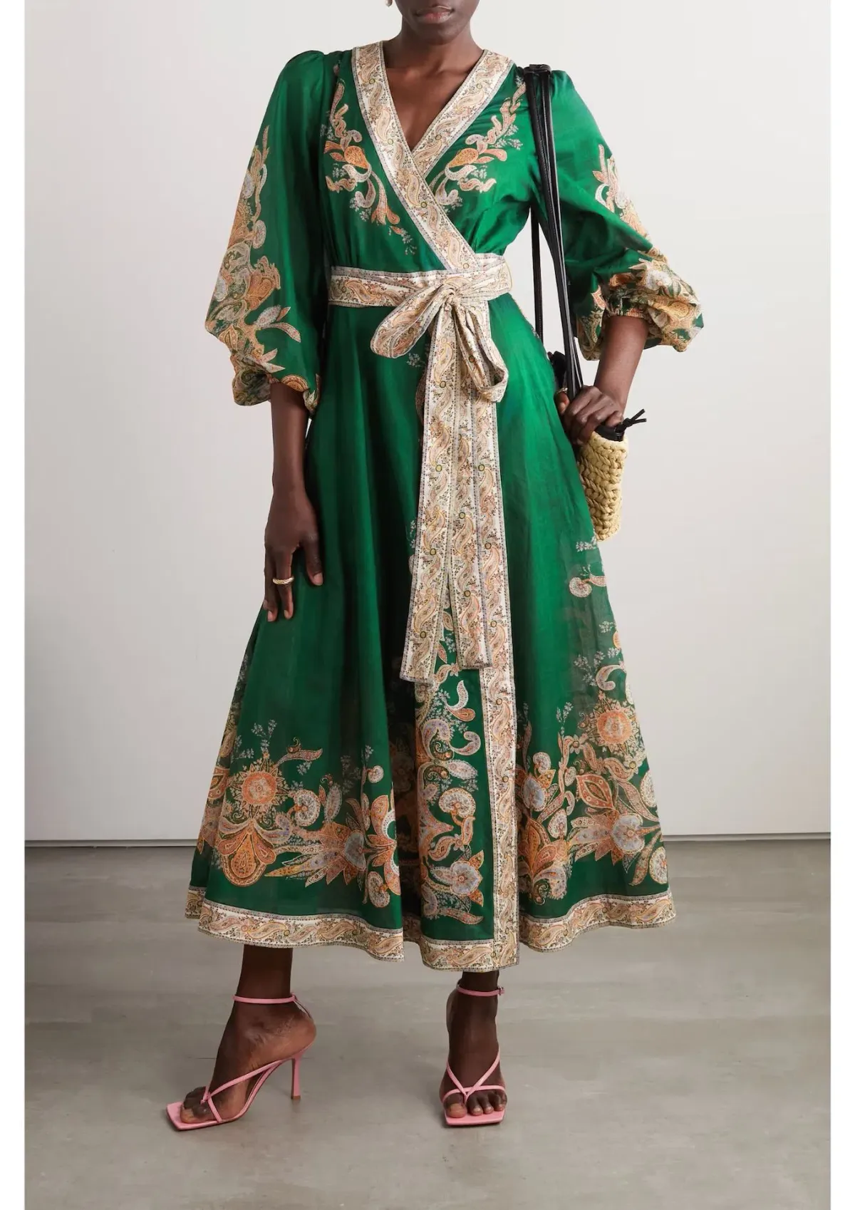 Zimmermann Devi Wrap Midi Dress in Emerald Paisley Size 1 / AU 10 - Image 1