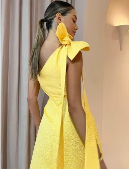 Rachel Gilbert Emiliano Midi Dress Lemondrop Size 4 / AU 14 for rent on The Volte - image 2