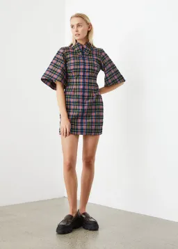 Ganni Seersucker Check Dress Print Size 8 for rent on The Volte - image 1