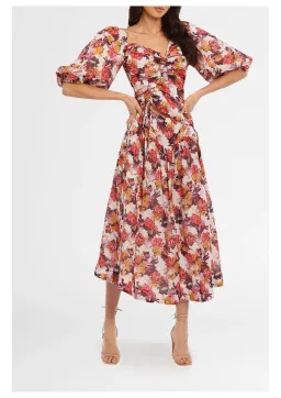 Nicholas Wren Midi Dress in Darlington Grey Floral Size 16 for rent on The Volte - image 1