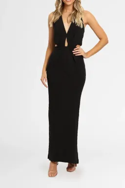 Nicholas Bandage Halter Plunge Gown in Black Size 6 for rent on The Volte - image 2