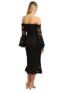 Nicholas Botanical Lace Cocktail Midi Dress in Black Size 8 for rent on The Volte - image 3