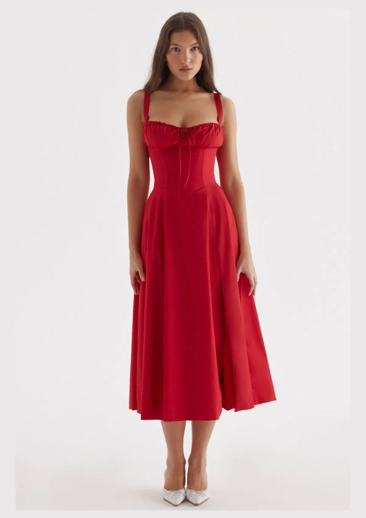 House of CB Carmen Bustier Sundress Red Rose Size S / AU 8 - Image 1