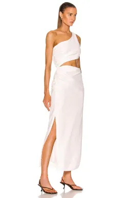 Sir The Label Clemence One Shoulder Midi Dress Ivory Size 0/AU 6  for rent on The Volte - image 3