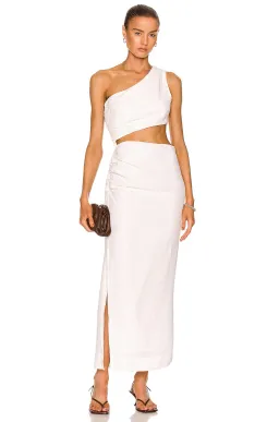 Sir The Label Clemence One Shoulder Midi Dress Ivory Size 0/AU 6  for rent on The Volte - image 1