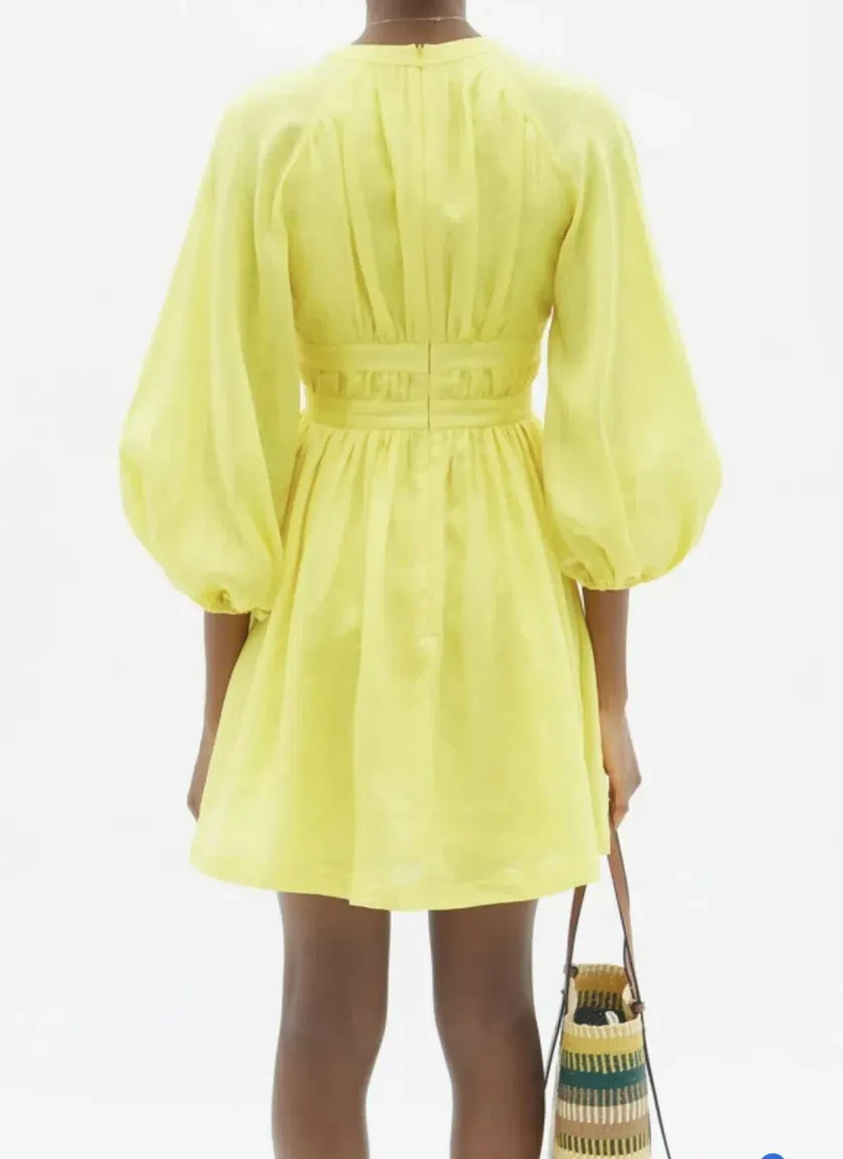 Zimmermann Shelly Plunge Bow Mini Dress Yellow Size 3/ Au 14 - Image 4