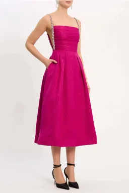 Rebecca Vallance Cynthia Midi Dress Fuchsia Pink Size 14  for rent on The Volte - image 3