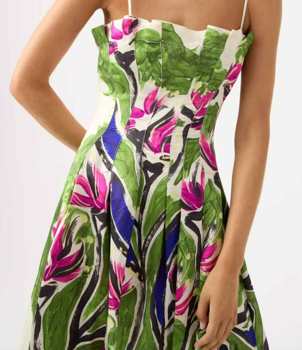 Aje Paradiso Cinched Midi Dress Native Gumnut Floral Size 4 - Image 2