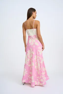 By Johnny Fia Linen Floral Dress in Pink Ivory Size 10 for rent on The Volte - image 3