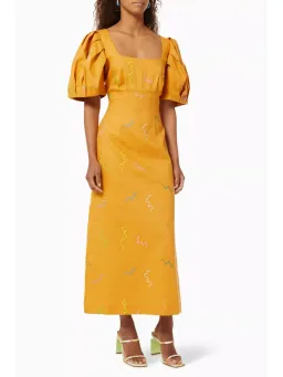 Alemais Sundance Midi Dress Orange Size AU 8 for rent on The Volte - image 1