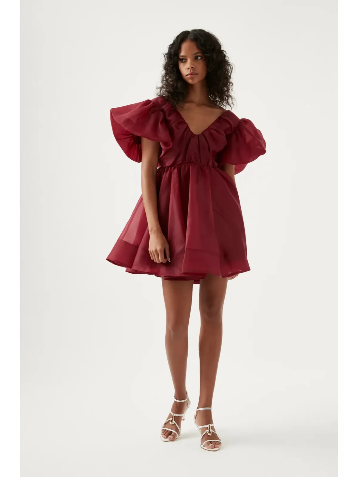 Aje Gretta Organza Mini Dress Burgundy Size AU 10 - Image 1