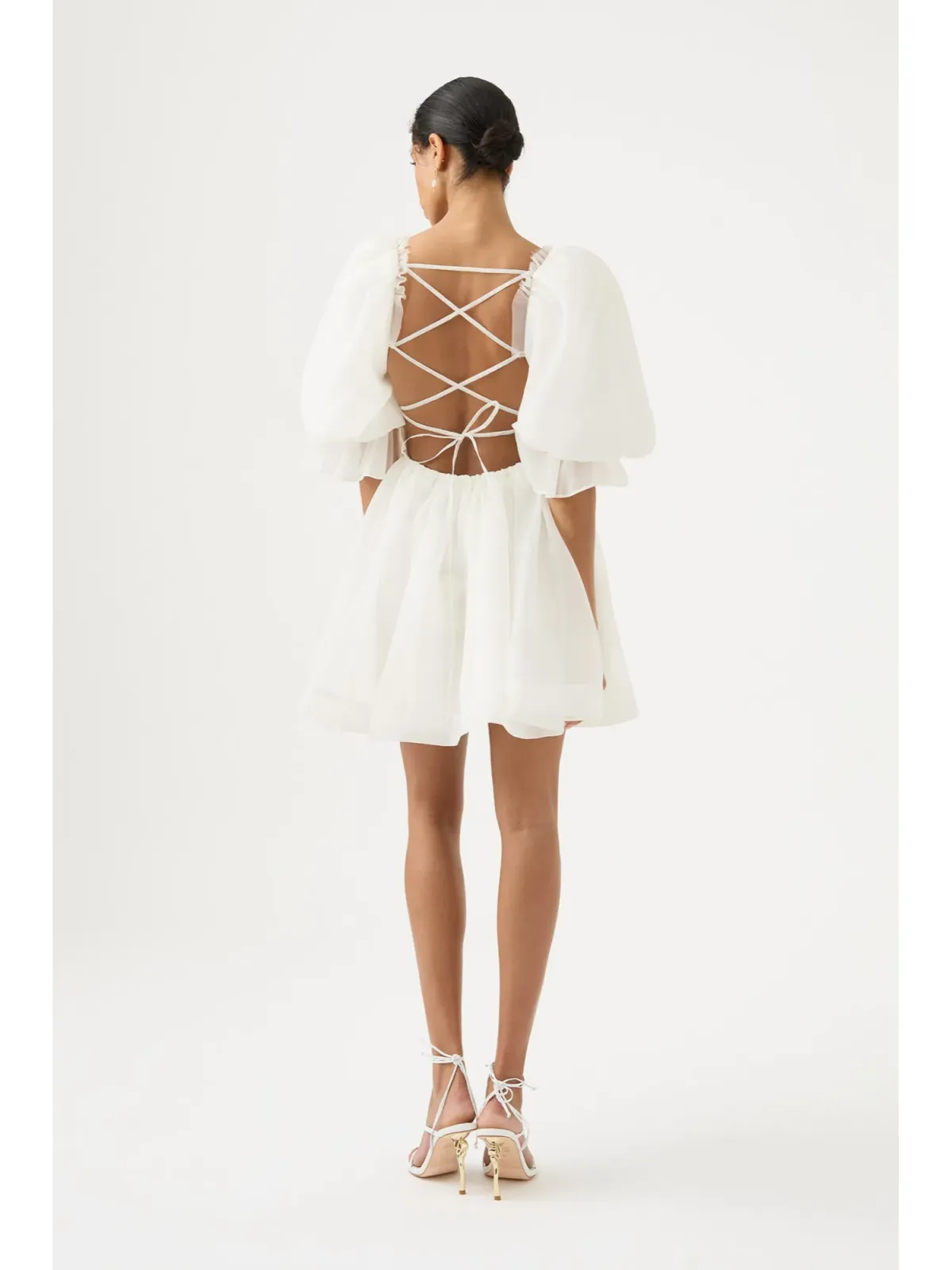 Aje Astrid Tie Back Mini Dress Ivory Size AU 6 - Image 4