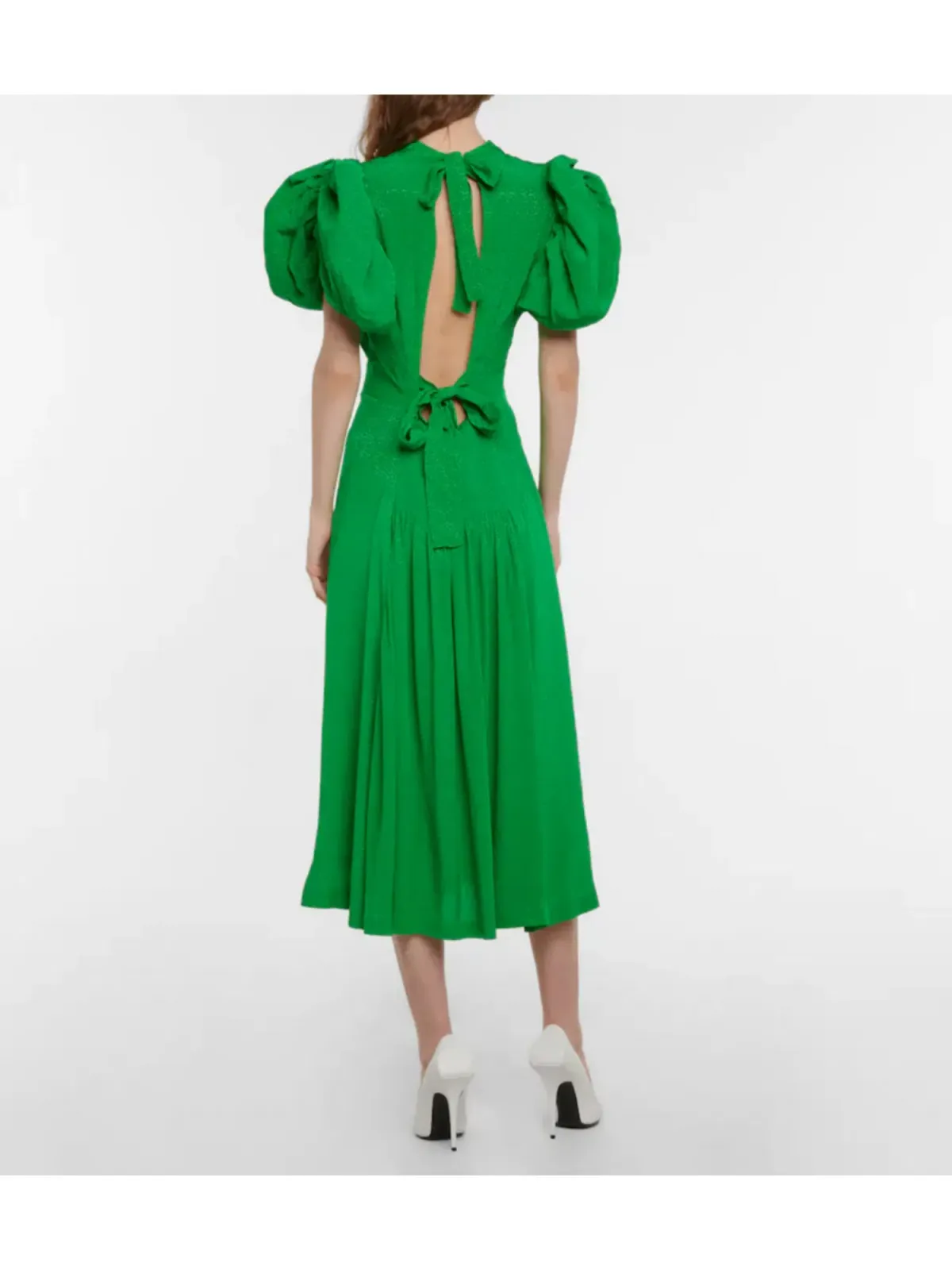 Rotate By Birger Christensen Noon Puff Sleeve Dress Green Size AU 8 - Image 2