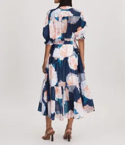 Leo Lin Ellie Bishop Sleeve Midi Dress Rosebud Print in Navy Size AU 16 for rent on The Volte - image 2
