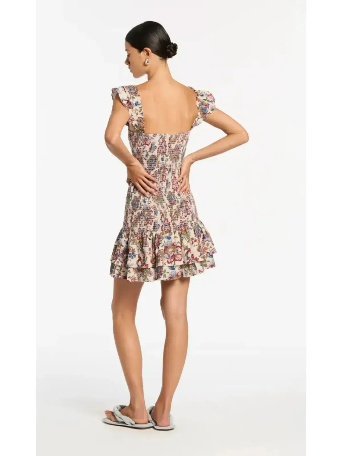 Sir The Label Bettina Shirred Mini Dress Wiltshire Floral Size 1 / AU 8 - Image 3