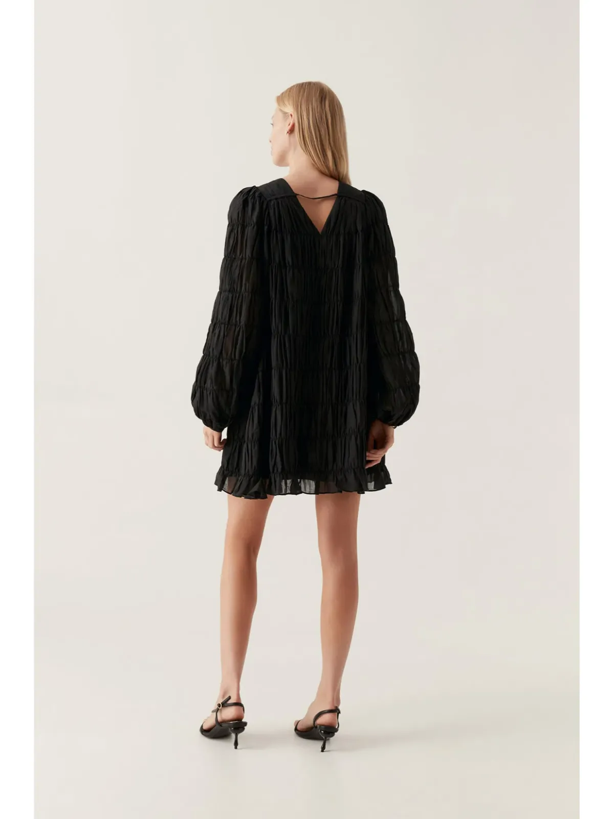 Aje Evelina Ruched Mini Dress Black Size AU 10 - Image 3
