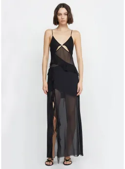 Bec & Bridge Aurelie Strap Frill Maxi Dress Black Size AU 8 for rent on The Volte - image 1