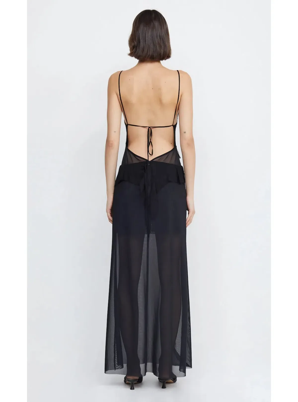 Bec & Bridge Aurelie Strap Frill Maxi Dress Black Size AU 8 - Image 2