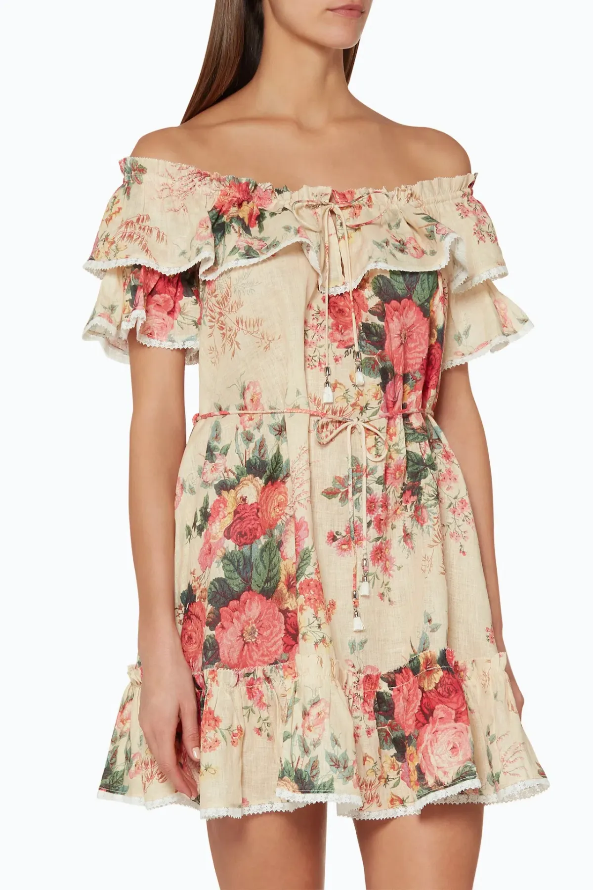 Zimmermann Laelia Frill Tier Short Dress Meadow Floral Size 8 - Image 2