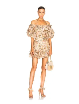 Zimmerman Painted Heart Folds Dress Peach Tapestry Size 8 for rent on The Volte - image 1