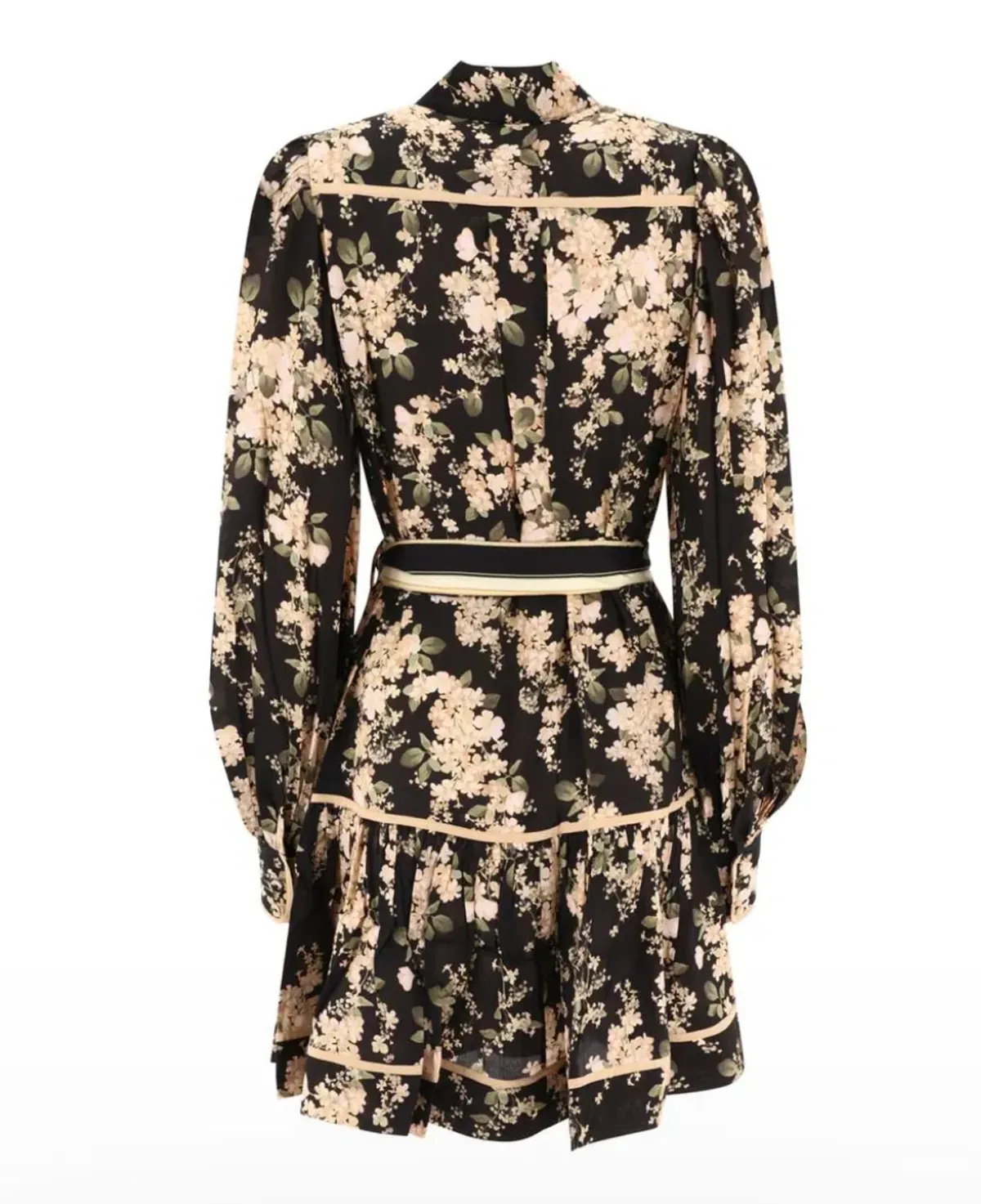 Zimmerman Shirt Mini Dress in Black Ivory Floral Size 10 - Image 4
